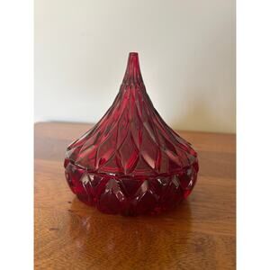 Godinger Red Kisses Jar, Lipstick Kiss Glass Trinket or Candy Dish
